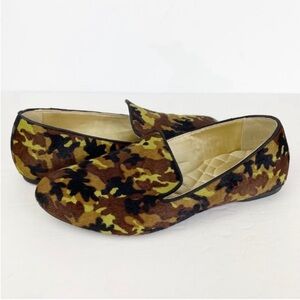 Birdies Blackbird Camo Calf Hair Leather Camouflage Flats Loafers